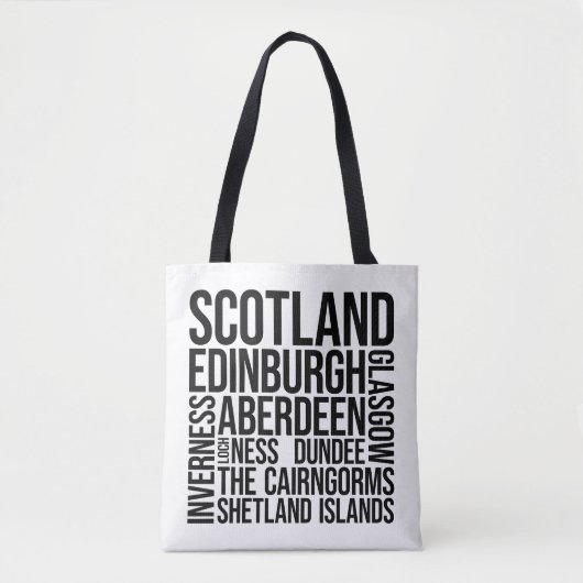 Tote Bag Scotland Cities Word Art - Édimbourg Voyage (Devant)