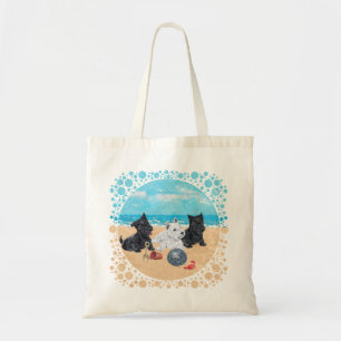 Tote Bag Scottie & Westie chiots à la plage