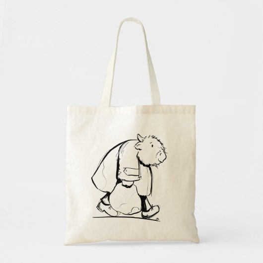 Tote Bag Scottish Highland Cow Goes Shopping (Devant)