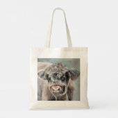 Tote Bag Scottish Highland Cow on Green (Dos)