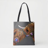 Tote Bag Scottish Highland Cow ‘ S&N’ par Shirley MacArthur (Devant)