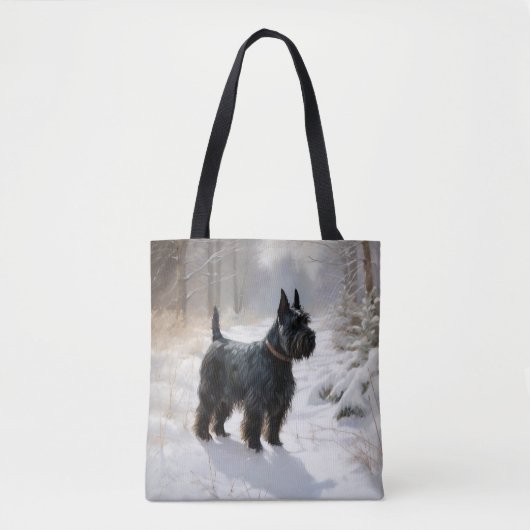 Tote Bag Scottish Terrier Laisser Il Neige Noël (Devant)