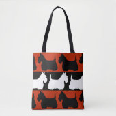 Tote Bag Scottish Terrier noir/rouge/blanc, Highland dog To (Devant)
