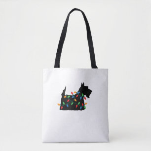 Tote Bag Scottish Terrier Scottie Chien Noël Lumières Cadea