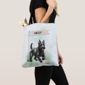 Tote Bag Scottish Terrier Watercolor Personalized Dog (De près)