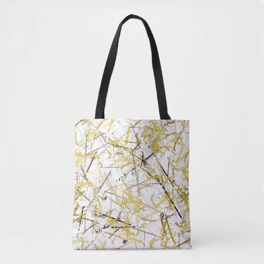 Tote Bag Scribbles Abstraits - moutarde et Brown (Devant)