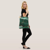 Tote Bag Script Agate Vert Monogramme Parties scintillant O (Sur le modèle)