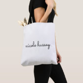 Tote Bag Script blanc | Monogramme élégant minimaliste mode (De près)
