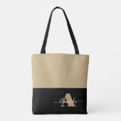 Tote Bag Script Brown noir minimal Monogramme (Dos)