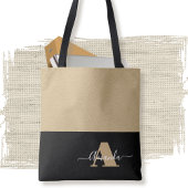 Tote Bag Script Brown noir minimal Monogramme