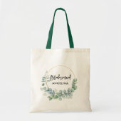 Tote Bag Script de brosse moderne Botanique verte Bridesmai (Devant)