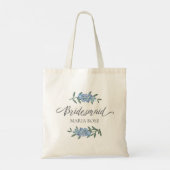 Tote Bag Script de calligraphie florale bleu (Dos)