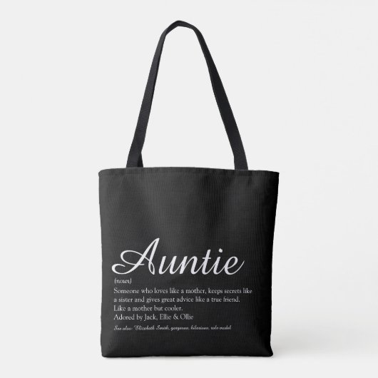 Tote Bag Script de devis de définition de la minuscule noir (Dos)