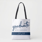 Tote Bag Script de la marine | Brush Keepsaké bleu foncé (Devant)