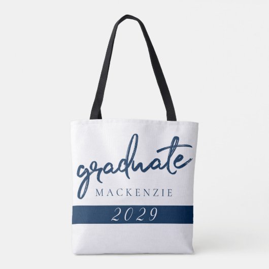 Tote Bag Script de la marine | Brush Keepsaké bleu foncé (Dos)
