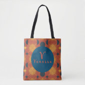 Tote Bag Script de monogramme Boho Celestial Sun Moon (Devant)