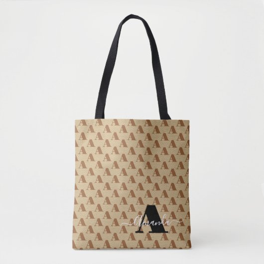 Tote Bag Script de monogramme Brown noir concepteur (Devant)