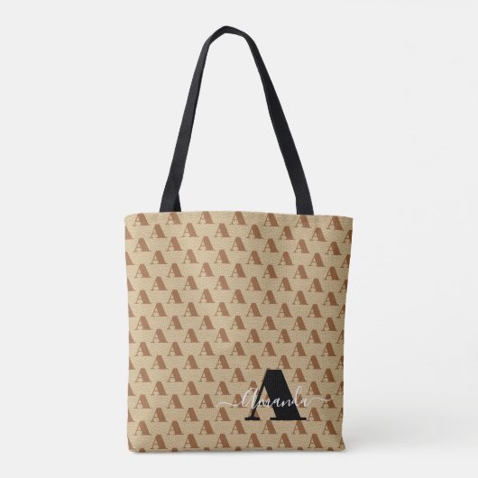 Tote Bag Script de monogramme Brown noir concepteur (Dos)
