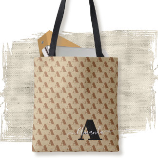 Tote Bag Script de monogramme Brown noir concepteur
