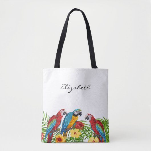 Tote Bag Script de nom des oiseaux perroquets (Devant)