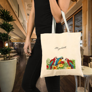 Tote Bag Script de nom des oiseaux perroquets