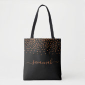 Tote Bag Script de nom d'or rose noir (Devant)