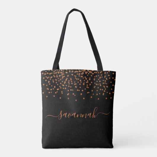 Tote Bag Script de nom d'or rose noir (Dos)