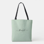 Tote Bag Script de nom personnalisé minimaliste simple Mint (Dos)