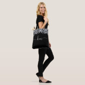 Tote Bag Script de Parties scintillant noire élégant Monogr (Sur le modèle)