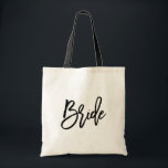Tote Bag Script de pinceau moderne Bride<br><div class="desc">Sac fourre-tout de mariée moderne avec pinceau tendance - Poignée noire</div>