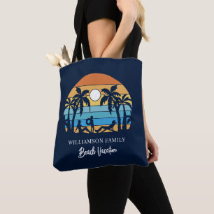 Tote Bag Script de vacances de plage rétro pour la famille