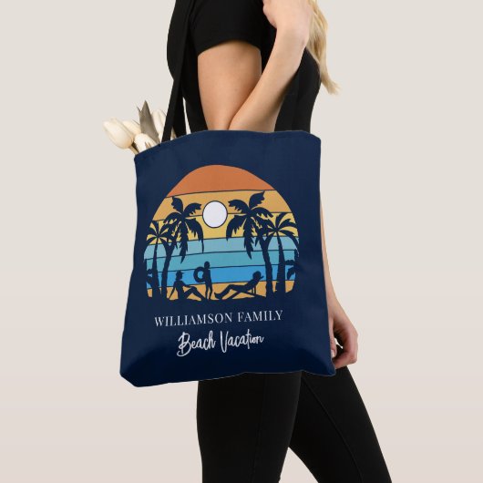 Tote Bag Script de vacances de plage rétro pour la famille (De près)