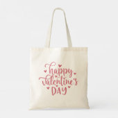 Tote Bag Script et coeurs rose Heureuse Sainte-Valentin (Dos)