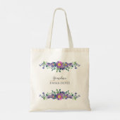 Tote Bag Script floral d'aquarelle élégant grand-mère (Dos)