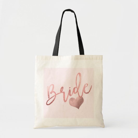 Tote Bag Script Gold PixDezines Bride/Faux Rose (Devant)