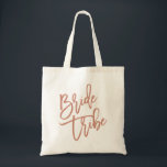 Tote Bag Script Gold Rose de la tribu des mariées<br><div class="desc">Sac "Bride Tribe" mignon et élégant,  avec une belle police de police de script de brosse en couleur rose.</div>