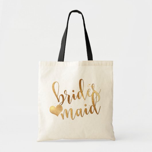Tote Bag Script manuscrit PixDezines Bridesmaid/Faux Gold (Devant)