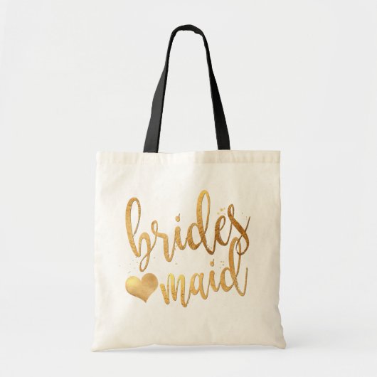 Tote Bag Script manuscrit PixDezines Bridesmaid/Faux Gold (Devant)