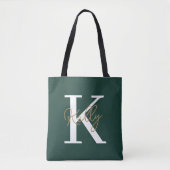 Tote Bag Script moderne Emerald Green Monogram (Devant)