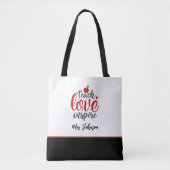Tote Bag Script Moderne Enseigner Amour Inspirer Enseignant (Devant)