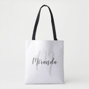 Tote Bag Script moderne Monogramme personnalisé et nom