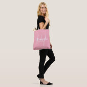 Tote Bag Script moderne rose vif Personnalisé Bridesmaitres (Sur le modèle)