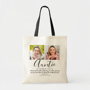 Tote Bag Script moderne Tante Citation Photo