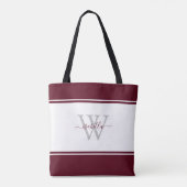 Tote Bag Script monogramme Bourgogne initiale (Dos)