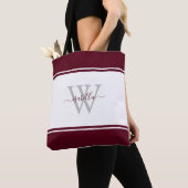 Tote Bag Script monogramme Bourgogne initiale (De près)