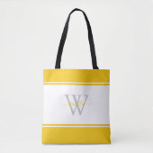 Tote Bag Script monogramme jaune initial (Devant)