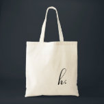 Tote Bag Script personnalisé initial noir monogramme<br><div class="desc">Simple,  moderne et élégant. Le texte et la couleur du texte sont entièrement personnalisables. Parfait comme cadeau de demoiselle d'honneur,  cadeau de mariage,  cadeau d'anniversaire ou de remise de diplôme. Fait partie d'une collection de Parcel Studios.</div>
