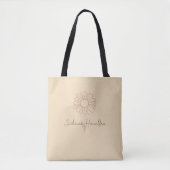 Tote Bag Script personnalisé Jolie Marguerite Beige Élégant (Devant)