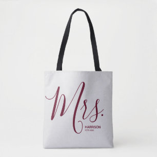 Tote Bag Script personnalisé Mme Burgundy