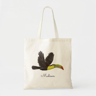 Tote Bag Script personnalisé moderne Tropical Toucan Bird
